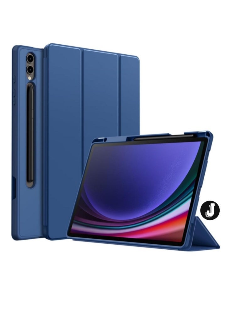 JAJEEK "New Samsung Galaxy Tab S10 Plus 12.4 Inch Case with S Pen Holder – Soft TPU Tri-Fold Stand Protective Cover, Auto Wake/Sleep, S Pen Charging Support, Blue" - Image 1