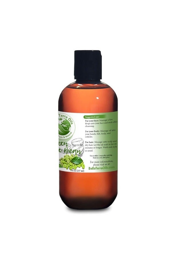 Bella Terra Oils Green Coffee Bean Carrier Oil. 8oz. Cold-pressed. Unrefined. 100% Pure. Non-comedogenic. Chemical-free. Great for Under-Eye Skin. Natural Moisturizer for Face, Body, Hair - Image 3