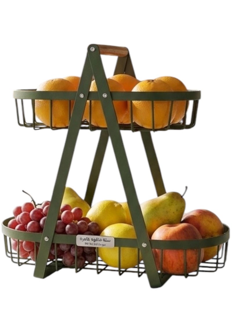 Two-Tier Metal Wire Fruit Storage Basket - Image 1