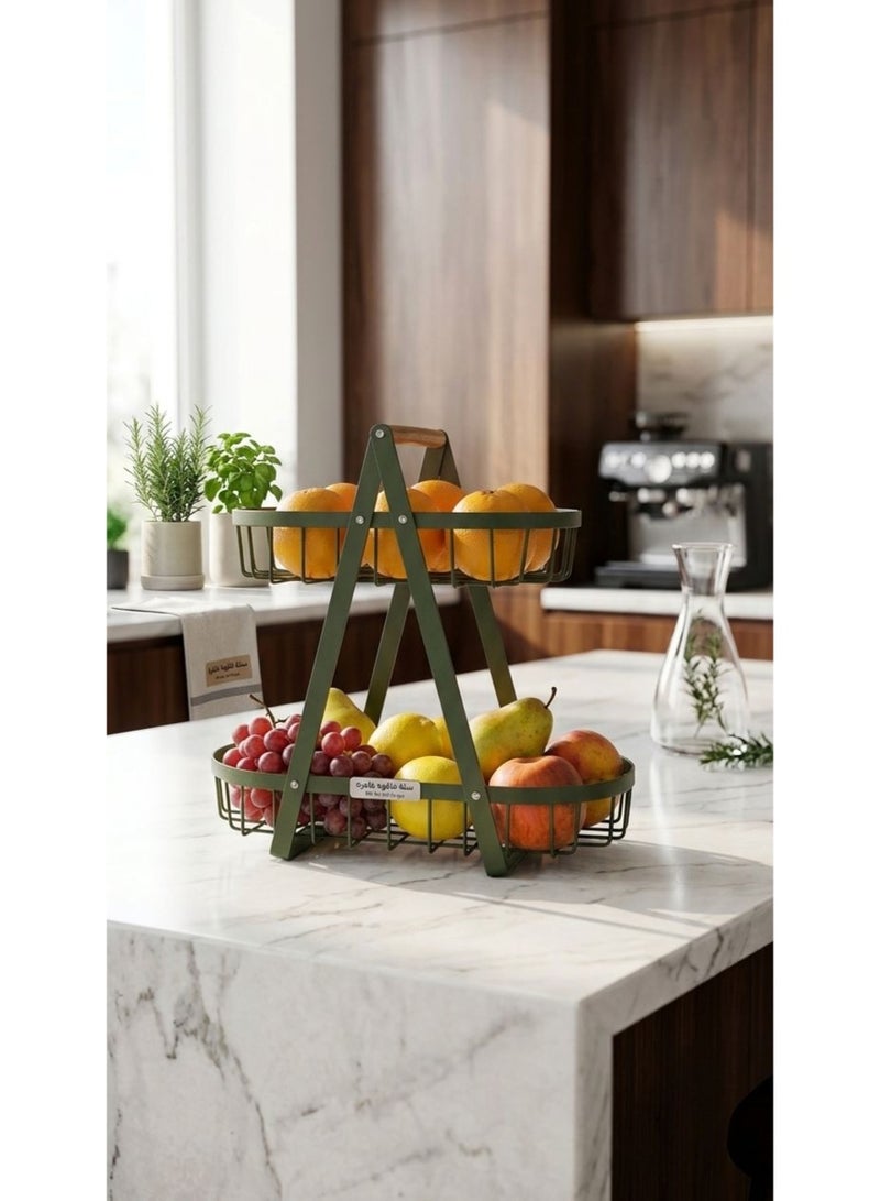 Two-Tier Metal Wire Fruit Storage Basket - Image 2