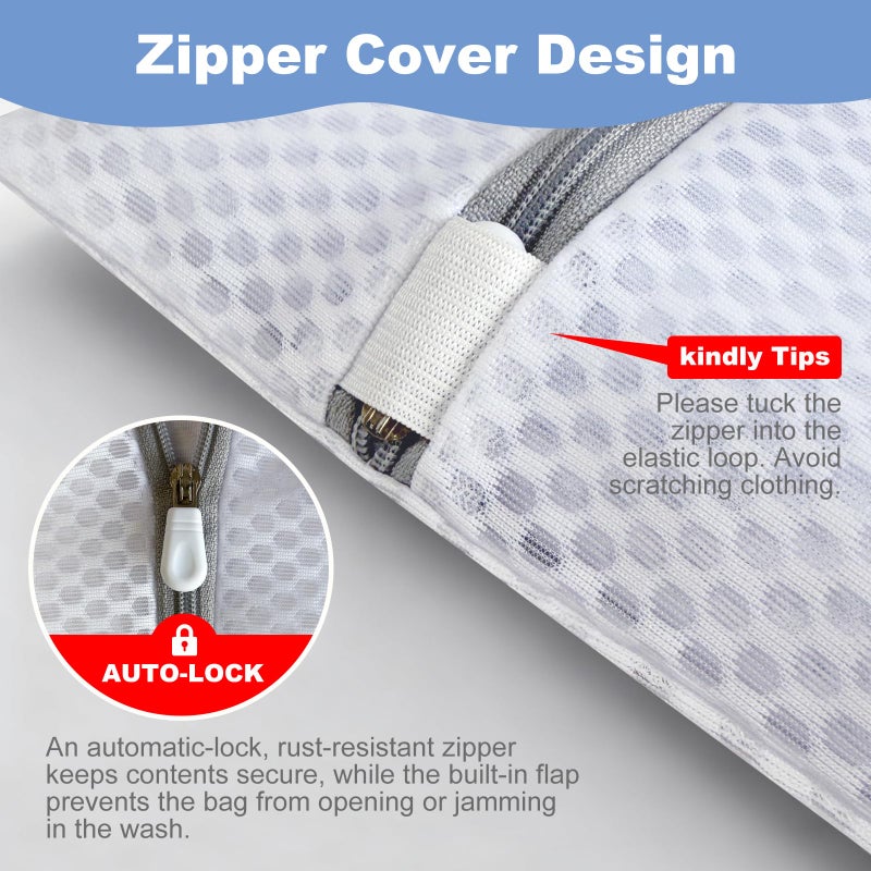 eutopic Laundry Bags Mesh Wash Bags for Delicates, Upgraded Honeycomb & Fine Mesh, Extra Durable with Sturdy Zippers, Protect Clothes in Washing Machine Essentials for Home, College & Dorm, 12 x 16 in 4-Pack - Image 2