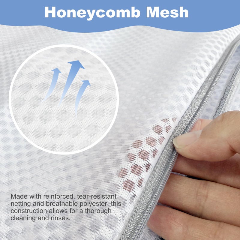 eutopic Laundry Bags Mesh Wash Bags for Delicates, Upgraded Honeycomb & Fine Mesh, Extra Durable with Sturdy Zippers, Protect Clothes in Washing Machine Essentials for Home, College & Dorm, 12 x 16 in 4-Pack - Image 3