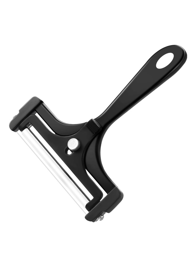 Cheese Slicer with Wire Adjustable Cheese Slicer Heavy Duty Stainless Steel Cheese Slicers for Soft Semi Hard Block Cheese (Black) - Image 1