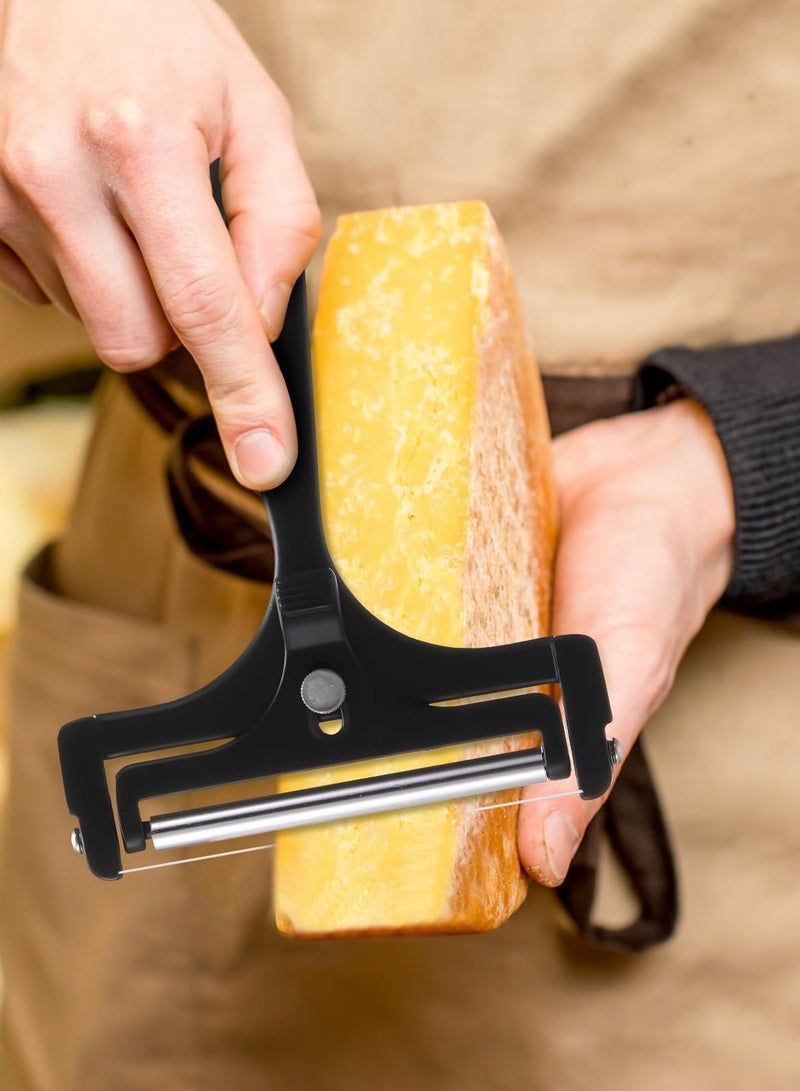 Cheese Slicer with Wire Adjustable Cheese Slicer Heavy Duty Stainless Steel Cheese Slicers for Soft Semi Hard Block Cheese (Black) - Image 4