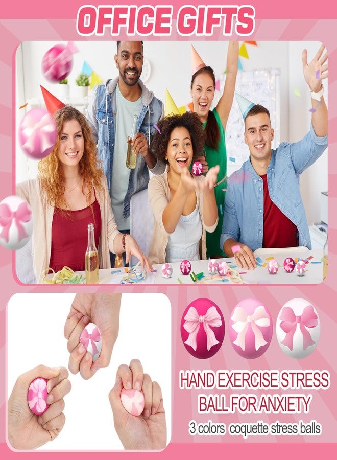 Arrowbash مجموعة كرات تخفيف التوتر من Arrowbash، 24 قطعة، وردية اللون، على شكل فيونكة، كرات ضغط لتخفيف التوتر، كرة صغيرة من الفوم لتخفيف التوتر، لعبة تخفيف حسية لزملاء العمل، حقيبة تقدير الموظفين، مقاس 1.57 بوصة - Image 5