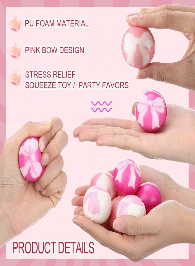 Arrowbash مجموعة كرات تخفيف التوتر من Arrowbash، 24 قطعة، وردية اللون، على شكل فيونكة، كرات ضغط لتخفيف التوتر، كرة صغيرة من الفوم لتخفيف التوتر، لعبة تخفيف حسية لزملاء العمل، حقيبة تقدير الموظفين، مقاس 1.57 بوصة - Image 3