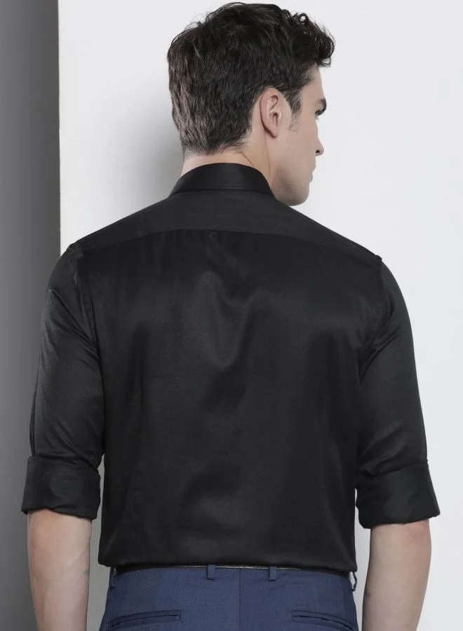 The Indian Garage Co Men Slim Fit Solid Full Sleeves Cutaway Collar Formal Shirt