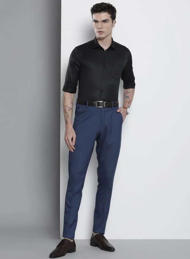 The Indian Garage Co Men Slim Fit Solid Full Sleeves Cutaway Collar Formal Shirt