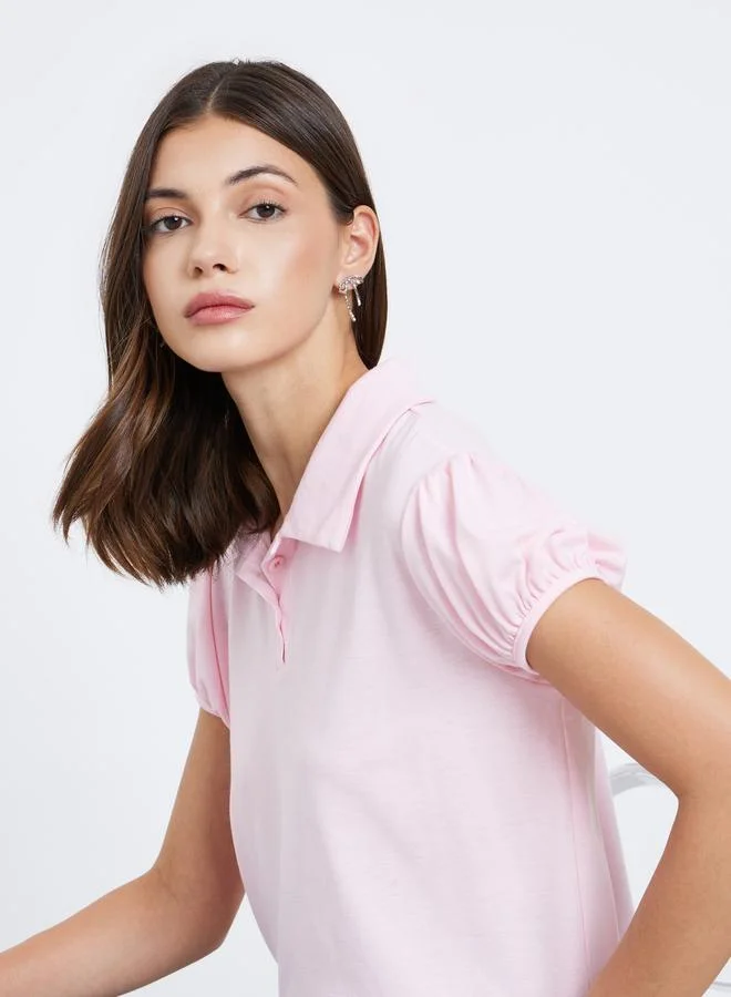 Take Two Take Two Women Pink Plain Regular Polo T-Shirt