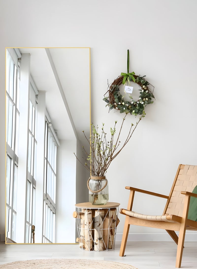 Taimi Large mirror with elegant design 155x45cm- Full length mirror with Gold metal frame and back stand - Its wonderful design is suitable for living rooms, dressing rooms and bedrooms - Image 2