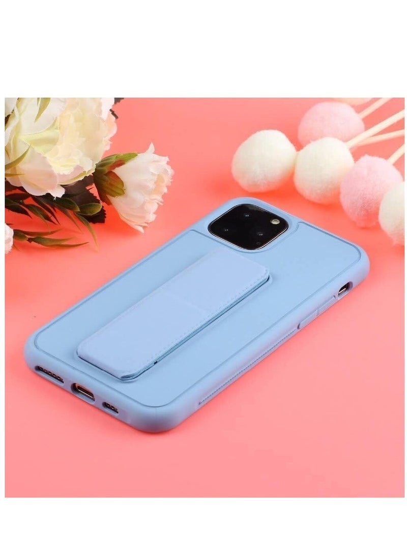 general Case Compatible with iPhone 15 Plus Case Cover Magnetic Car Mount Kickstand  Holder, Premium Silicone Vertical  Horizontal Hand Strap and Grip with Multi Stand (Light Blue) - Image 4