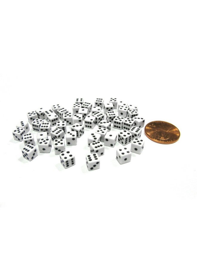 Koplow Games 50 Six Sided D6 5mm .197 Inch Die Small Tiny Mini Miniature White Dice - Image 2