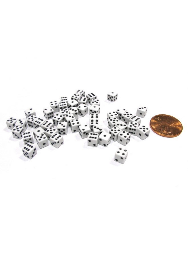 Koplow Games 50 Six Sided D6 5mm .197 Inch Die Small Tiny Mini Miniature White Dice - Image 3
