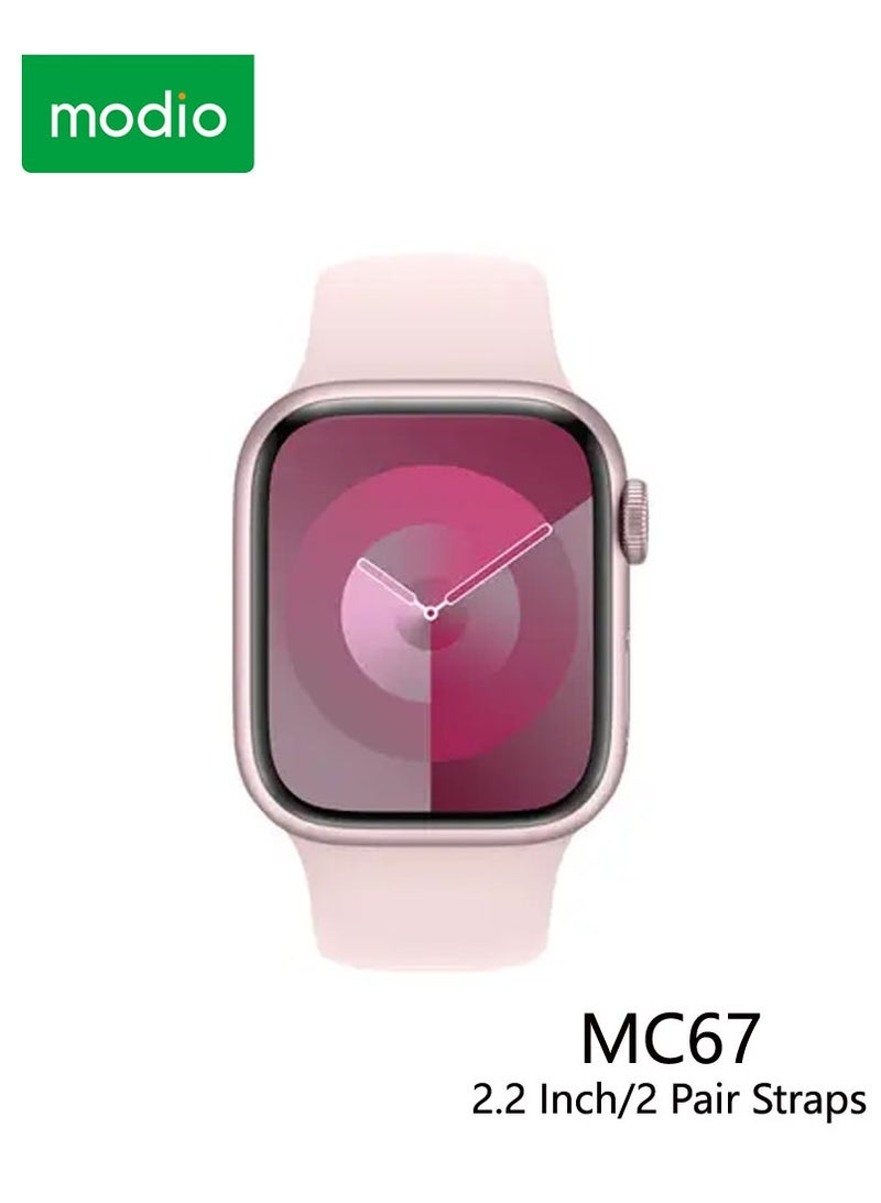 Modio MC67 Series 10 Smartwatch 2.2 Inch Display With 2 Pairs of Straps Charging Cable Designed For Ladies and Gents - Image 2