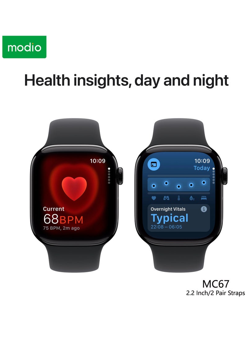 Modio MC67 Series 10 Smartwatch 2.2 Inch Display With 2 Pairs of Straps Charging Cable Designed For Ladies and Gents - Image 4