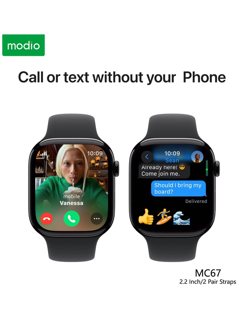 Modio MC67 Series 10 Smartwatch 2.2 Inch Display With 2 Pairs of Straps Charging Cable Designed For Ladies and Gents - Image 5