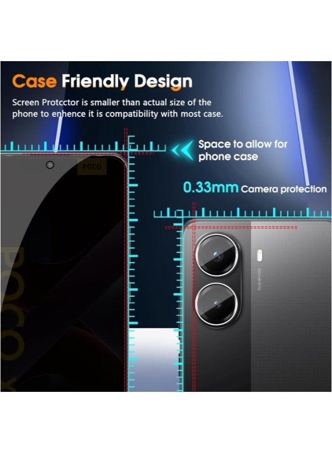 Raxoom Xiaomi Poco X7 Pro 5G Privacy Screen Protector â€“ 2-Pack Anti-Spy Tempered Glass with 9H Hardness & Oleophobic Coating â€“ Anti-Peep Screen Guard + 2 Camera Lens Protectors â€“ Full HD Clarity, Easy Installation, Case Friendly, Scratch & Shatter Resistant - Image 5