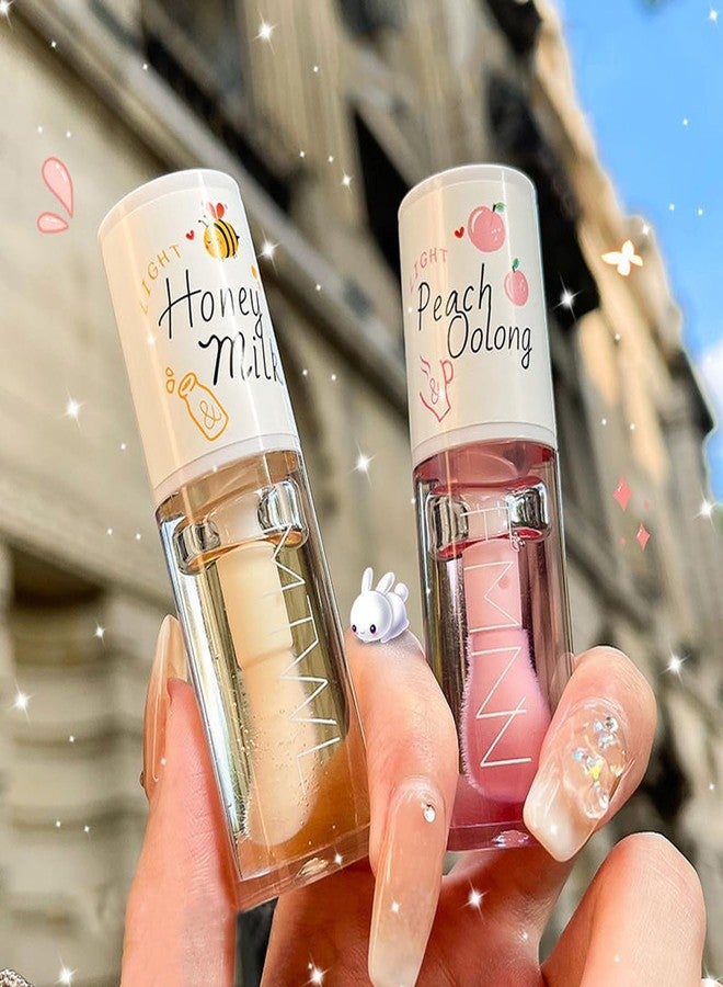 Tiejdhr 2Pcs Crystal Jelly Moisturizing Lip Oil Hydrating Lip Gloss Set, Non-sticky Fresh Texture Nourishing Plumping Lip Oil Long Lasting Lip Care Tools - Image 1