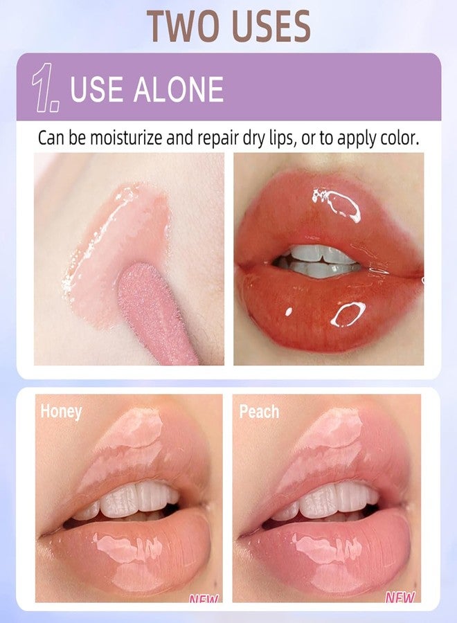 Tiejdhr 2Pcs Crystal Jelly Moisturizing Lip Oil Hydrating Lip Gloss Set, Non-sticky Fresh Texture Nourishing Plumping Lip Oil Long Lasting Lip Care Tools - Image 4