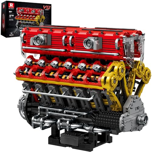 Reobrix V12 Engine Building Block Sets for Adults 33017 Sports Car Engine Model Kit Technic Electric Engine Model Kit with Motor and Battery Construction Toys Gift for Adults4719PCS - Image 1