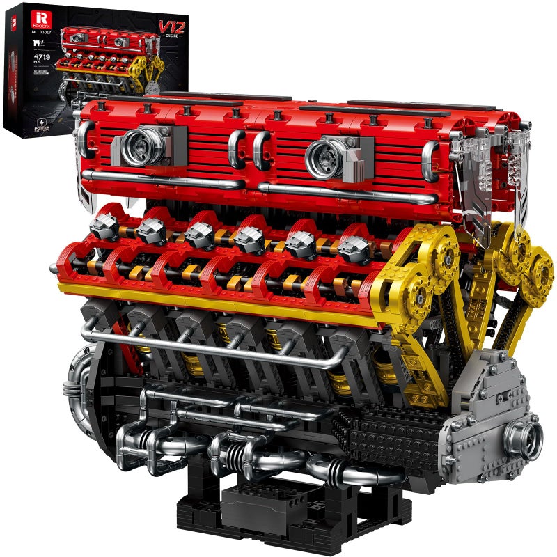 Reobrix V12 Engine Building Block Sets for Adults 33017 Sports Car Engine Model Kit Technic Electric Engine Model Kit with Motor and Battery Construction Toys Gift for Adults4719PCS - Image 3