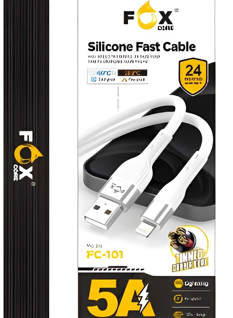 فوكس كابل USB-A فائق السرعة إلى Lightning ناعم من السيليكون بطول 120cm، ضد السخونه والبرودة من فوكس كور - Image 2