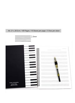 Y&D Music Notebook, Manuscript Writing Paper Note Book, Blank Sheet Music, Writable Spiral-Bound Loose-Leaf Pages A4 100 Pages, 10 Stave, Musicians Staff  - Image 2