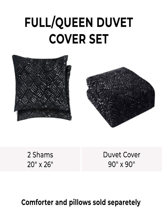 Mellanni Fluffy Duvet Cover Set - Cozy Faux Fur Bedding - Warm and Fuzzy Bed Set for Winter - Ultra-Soft Duvet for Cold Nights (Queen, Black) - Image 5