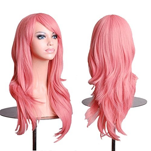 ANESHE Wigs 28" Long Wavy Hair Heat Resistant Cosplay Wig for Women (Pink) - Image 1