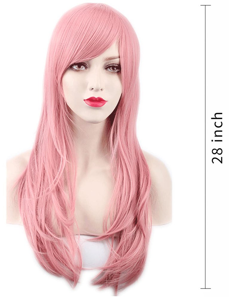 ANESHE Wigs 28" Long Wavy Hair Heat Resistant Cosplay Wig for Women (Pink) - Image 4