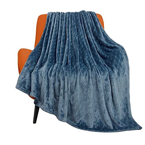 TOONOW Fleece Blanket Super Soft Plush Throw Blanket 50 x 60 Cozy Fuzzy Bed Blankets Geometric Pattern Comfy Microfiber Flannel Blankets for Couch Bed Sofa Navy Blue