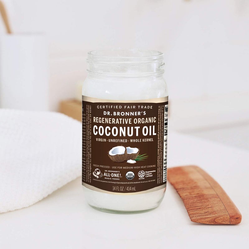 Dr. Bronner's - Organic Virgin Coconut Oil (Whole Kernel, 14 Ounce) - Coconut Oil for Cooking, Baking, Hair & Body, Unrefined & Fresh-Pressed, Rich & Nutty Flavor, Fair Trade, Vegan, Non-GMO - Image 3