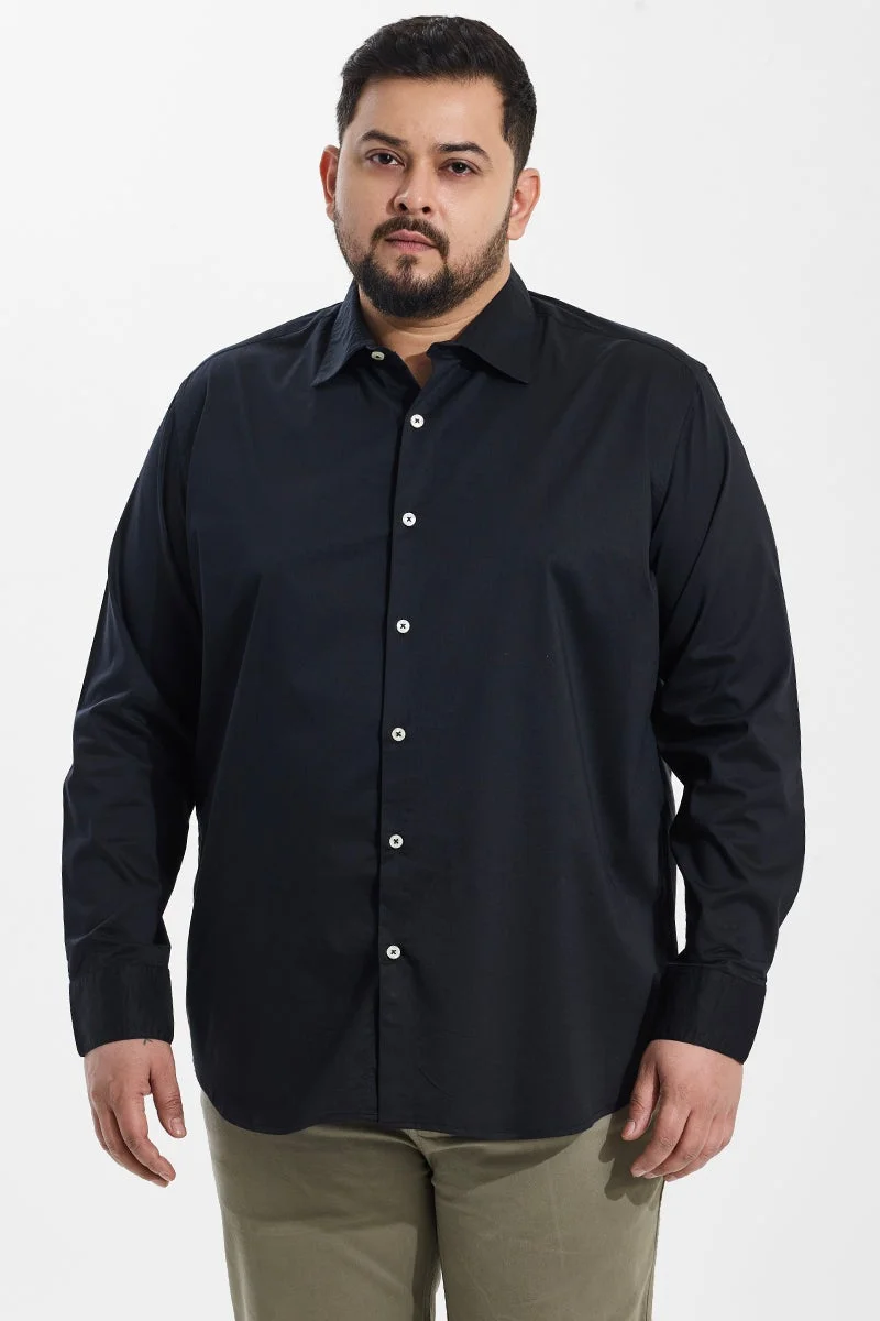 SNITCH Black Regular Fit Plus Size Shirt