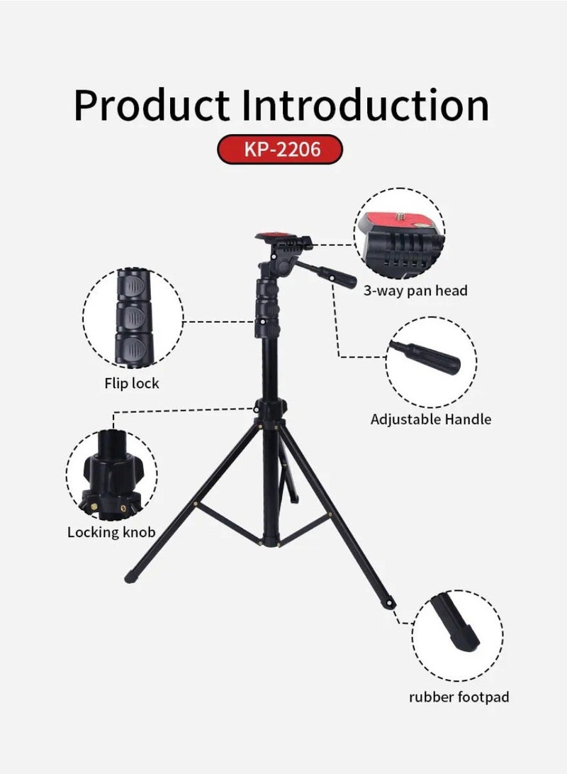 Jmary KP-2206 Multifunctional Adjustable Portable Camera Stand Tripod Stand Cell Phone Holder Floor Stand For Video Recording Stream And Vlog - Image 3