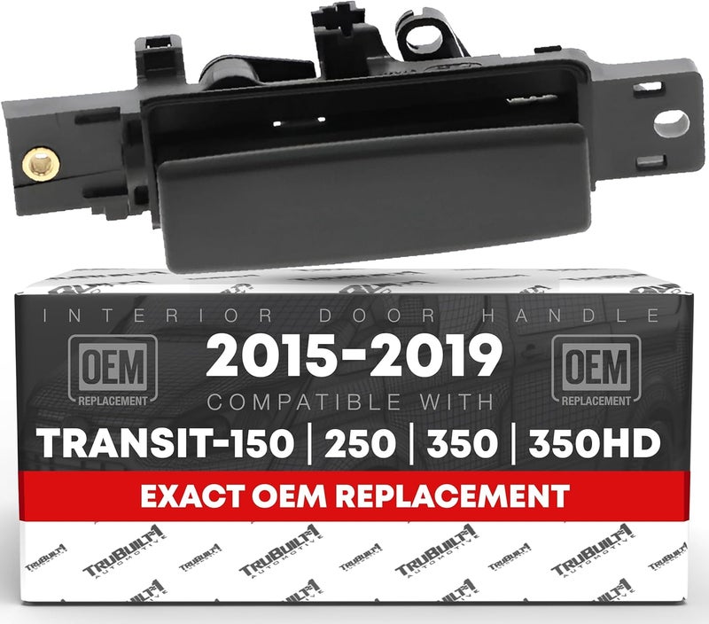 T1A Interior Passenger Sliding Door Handle Replacement - Compatible with 2014-2024 Ford Transit, 2015-2019 Ford F-150 - Textured Black, Plastic - OEM CK4Z-6122666-A, BK2Z-6122666-A - Image 1