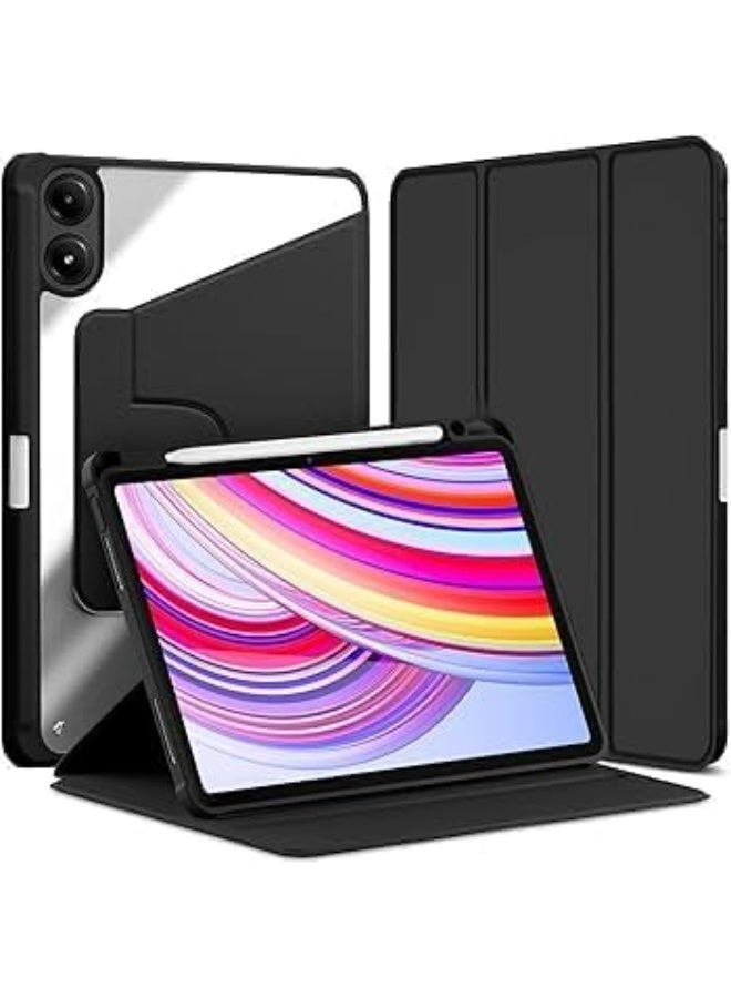 بوينوس غطاء حماية لجهاز Xiaomi Poco Pad، غطاء من الجلد الصناعي الفاخر مع فتحة مخصصة للقلم، غطاء مزود بحامل دوار/فتحة للقلم لجهاز Xiaomi Poco Pad - Image 1