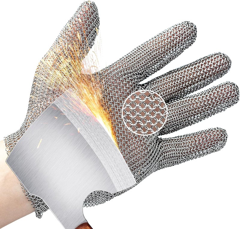 Schwer ProGuard-X Highest Level Cut Resistant Stainless Steel Metal Mesh Chainmail Glove PM5201 Butcher Glove for Meat Cutting Food Processing Knife Sharpening Oyster Shucking Kitchen Fish Fillet, XL - Image 1