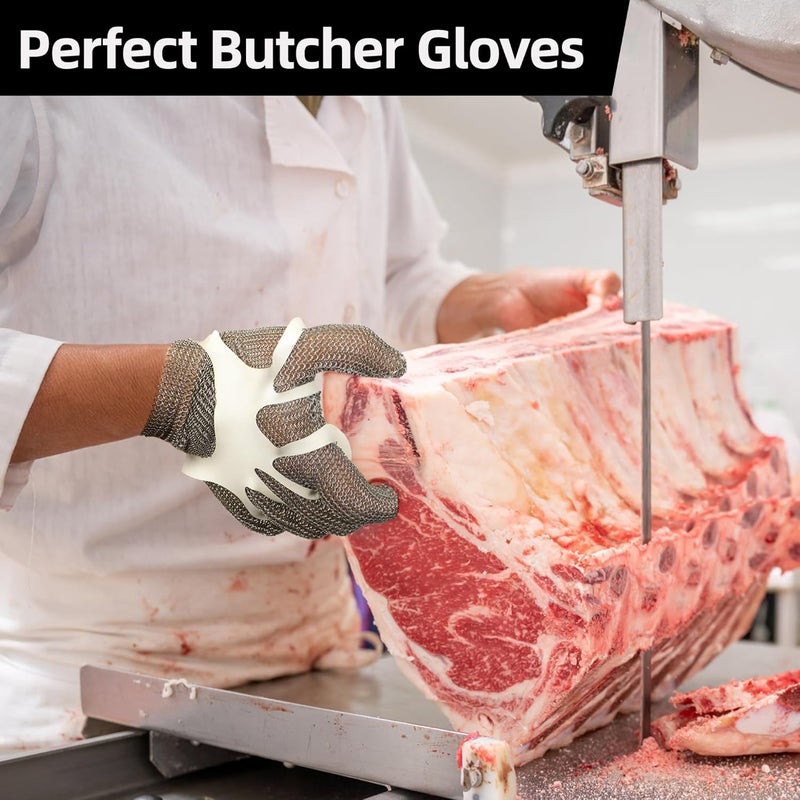 Schwer ProGuard-X Highest Level Cut Resistant Stainless Steel Metal Mesh Chainmail Glove PM5201 Butcher Glove for Meat Cutting Food Processing Knife Sharpening Oyster Shucking Kitchen Fish Fillet, XL - Image 5