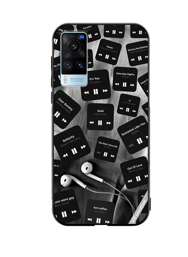 VR CREATIVE Protective Case Cover For Vivo X60 Black Music Tags Design Multicolour - Image 1