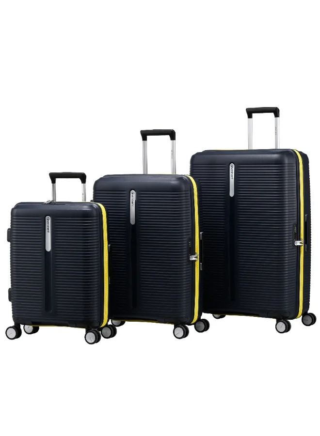 إيمينينت Hard Case 3 Pcs Set Travel Bags Unisex PP Luggage Trolley Lightweight Expandable 4 Double Spinner Wheel Travel Suitcases with TSA Lock and Safe Zippers, B0013, Mood Indigo