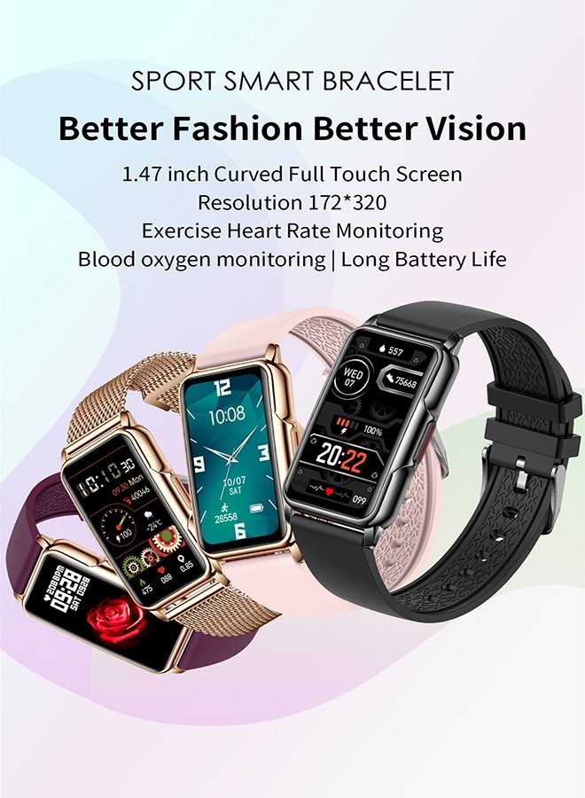 AROAQ H80 1.47 inch Golden Smart Watch Multi-Sport Mode Fitness Bracelet IP67 Waterproof Health Watch Sleep Monitoring With Pink Gold Silicone Strap  - Image 5