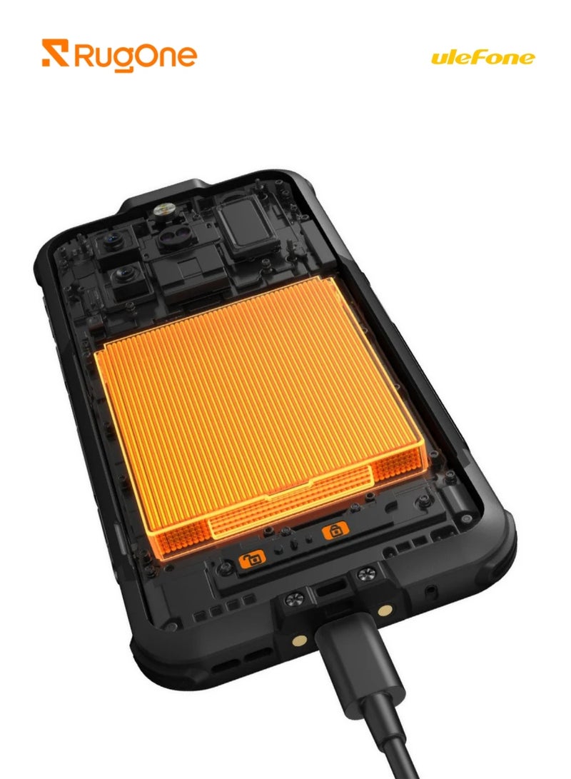 أوليفون RugOne Xever 8 Rugged Smartphone, 8GB RAM, 256GB Storage, 6.5" FHD+ 120Hz Display, 64MP Camera, 20MP Night Vision, 4800mAh Swappable Battery, IP68/IP69K Waterproof, NFC, Android 16, Dual SIM | Black - Image 4