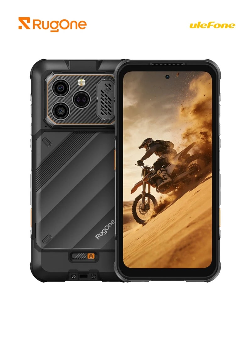 أوليفون RugOne Xever 8 Rugged Smartphone, 8GB RAM, 256GB Storage, 6.5" FHD+ 120Hz Display, 64MP Camera, 20MP Night Vision, 4800mAh Swappable Battery, IP68/IP69K Waterproof, NFC, Android 16, Dual SIM | Black - Image 1