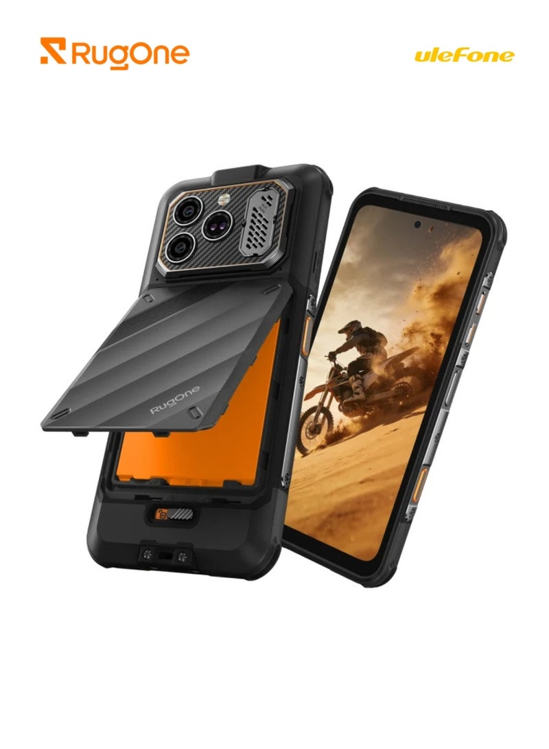 أوليفون RugOne Xever 8 Rugged Smartphone, 8GB RAM, 256GB Storage, 6.5" FHD+ 120Hz Display, 64MP Camera, 20MP Night Vision, 4800mAh Swappable Battery, IP68/IP69K Waterproof, NFC, Android 16, Dual SIM | Black - Image 5