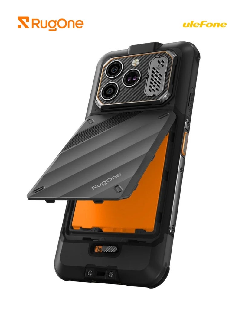 أوليفون RugOne Xever 8 Rugged Smartphone, 8GB RAM, 256GB Storage, 6.5" FHD+ 120Hz Display, 64MP Camera, 20MP Night Vision, 4800mAh Swappable Battery, IP68/IP69K Waterproof, NFC, Android 16, Dual SIM | Black - Image 3