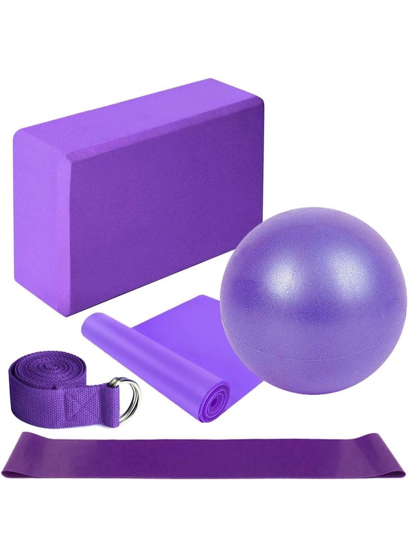 Bukela Yoga Block , 5pcs Yoga Equipment Set, Include Yoga Ball Yoga Blocks Stretching Strap Loop Band Exercise Band - Image 1