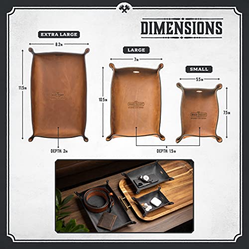 Main Street Forge Leather Valet Tray for Men – Rustic EDC Organizer for Keys, Phone & Wallet – Made in USA - Rustic Montana - Image 2