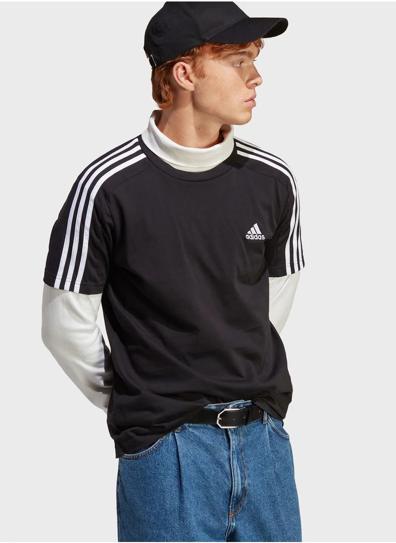 Adidas 3 Stripe Single Jersey T-shirt