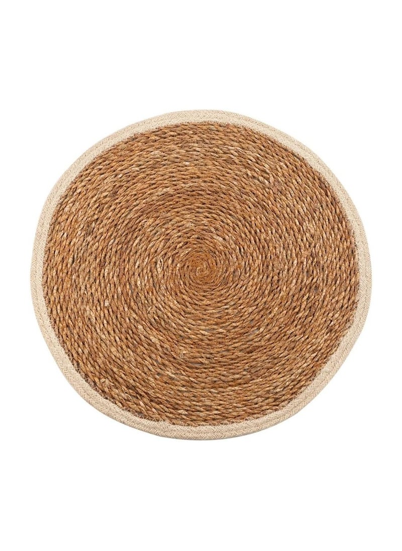 Plan A Rattan Woven Table Coaster 35cm Natural Handmade Woven Farmhouse Table Runner Braided Woven Home Table Runner for Dining Table Home Wedding Party (Beige Edge)