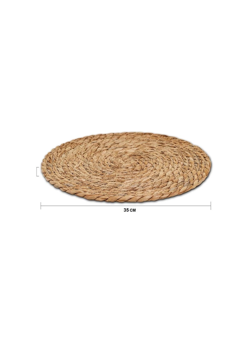 Plan A Rattan Woven Table Coaster 35cm Natural Handmade Woven Farmhouse Table Runner Braided Woven Home Table Runner for Dining Table Home Wedding Party (Beige Edge)